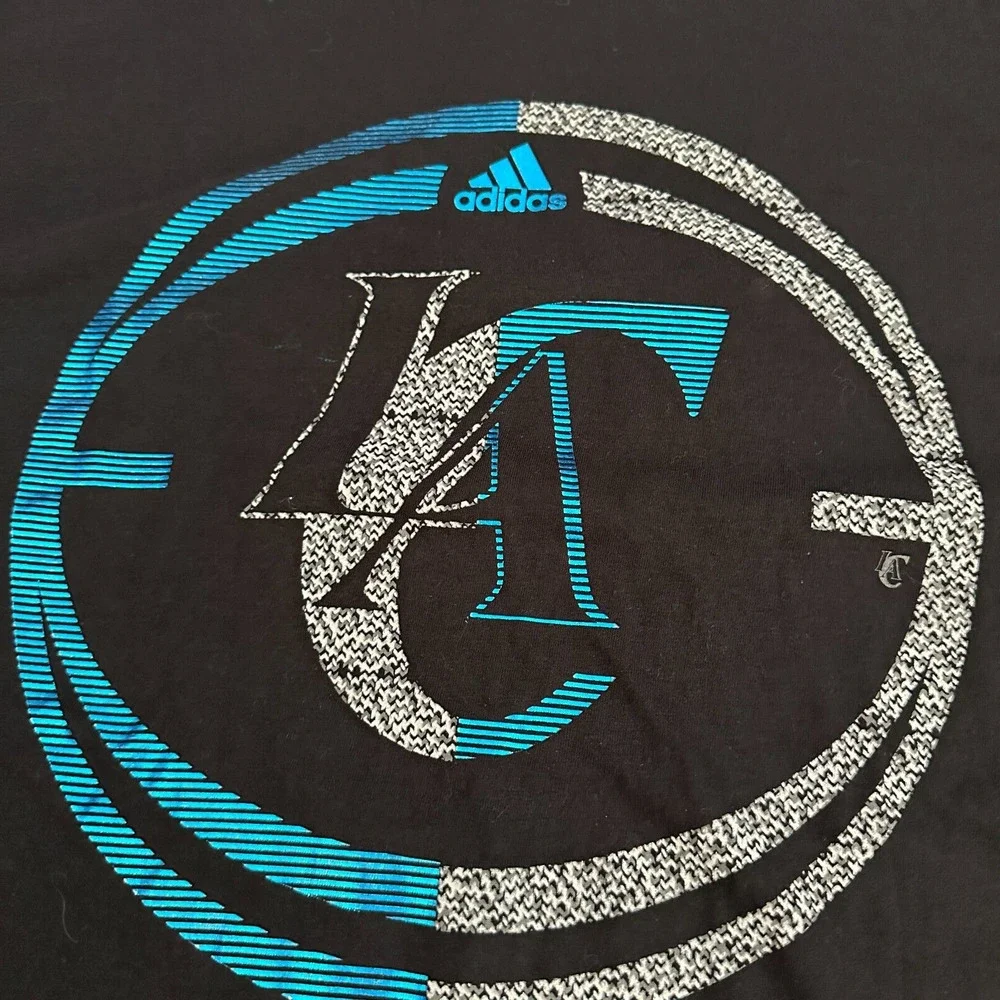 Los Angeles LA Clippers Adidas The Go To Tee Graphic Shirt Black Shinny Sz Large